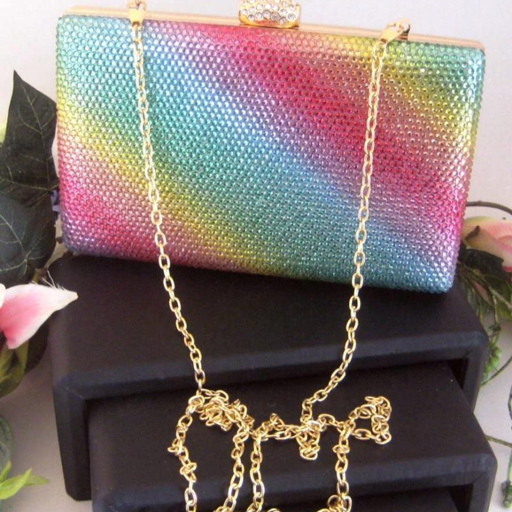 HP Alessia colorful Rhinestone Clutch Purse crossbody